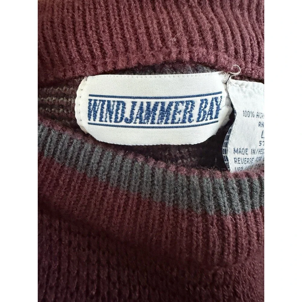 Vintage 80s Windjammer Bay Fly Fishing Sweater Mens L Fisherman Scenic Knit